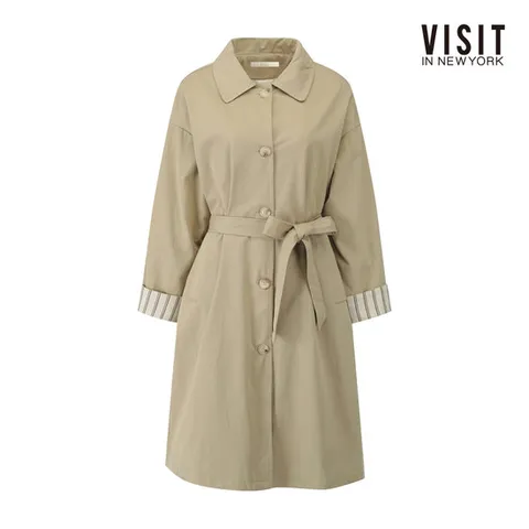 [ 롯데백화점 ]비지트인뉴욕  소매 안감 포인트 벨티드 트렌치 코트 (V62LC04)
