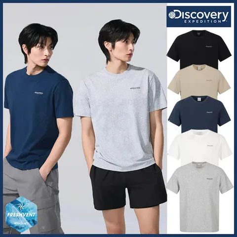 [ 롯데백화점 ]디스커버리 26년 여름 신상 남성 프레시벤트 덴버 반팔티셔츠/스몰로고/면혼방소재/냉감기능성/레귤러핏 DMRS73063-DXMIA