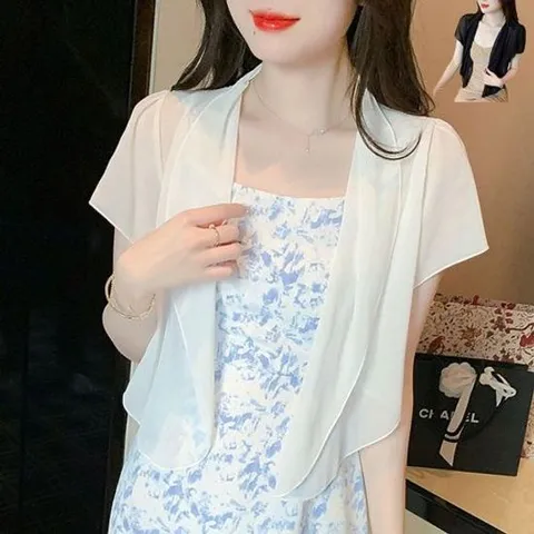 (스타일하우스)가디건 카디건 CD 쉬폰 여성 원피스 코트 반팔 여