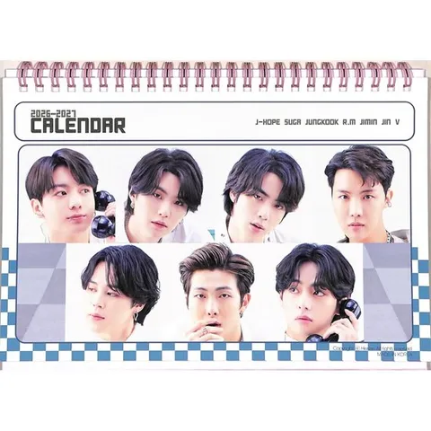 브랜드 없는 방탄소년단 굿즈 2026-2027 2년 탁상 달력+스티커 1매 세트 K-POP 한국산 방탄소년단