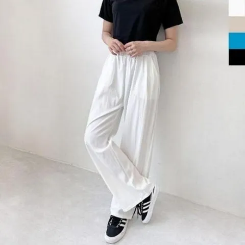 [옷은날개] 밴딩 와이드 바지 여성 린넨 통바지