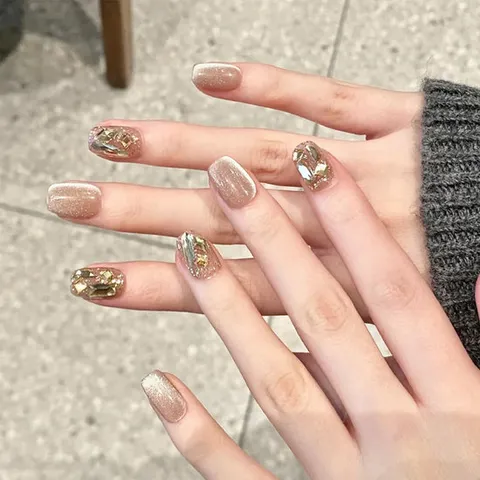 코코로 샴페인 다이아 블링 젤 네일팁 (24pcs)