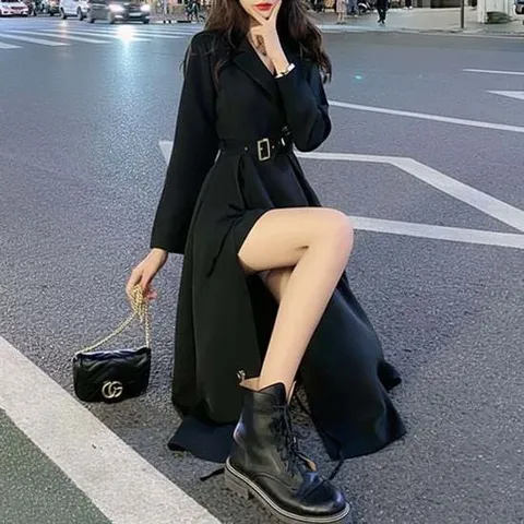 테일러드 벨트 모던 여성 자켓 원피스 심플원피스