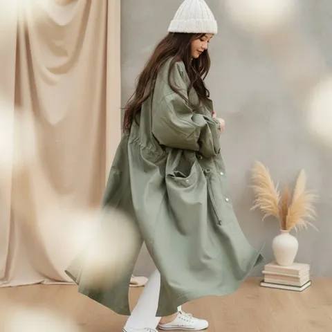 여성 캐쥬얼 롱 사파리 후디 바람막이