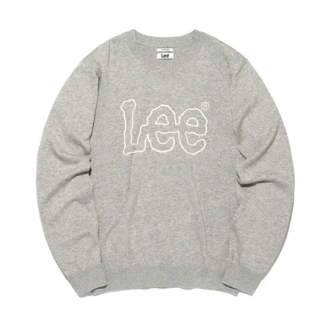 [LEE]LEE 빅 트위치 로고 린넨 블렌드 니트 그레이 LE2601KT01GR