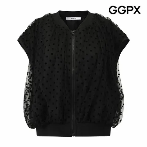 [GGPX] 도트 쉬폰 집업 베스트 (GQ3VT001F)