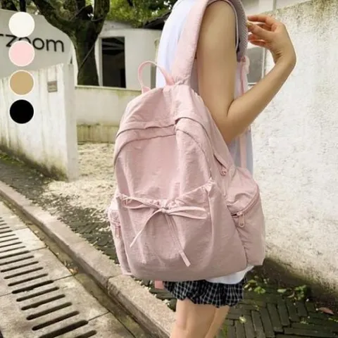 [패션] 여성용 가벼운 스트랩 리본 소프트 백팩 바스락 소재 소녀용 가방