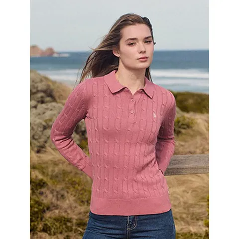 [USPA] 코튼 폴로 니트 여성(딥핑크)