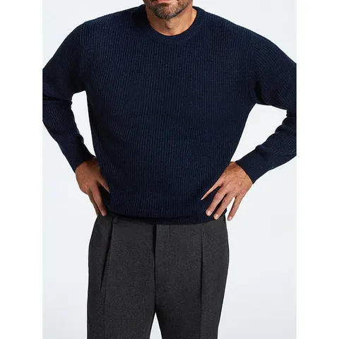 [다니엘크레뮤] 캐시미어 울 블렌디드 라운드 니트(네이비)