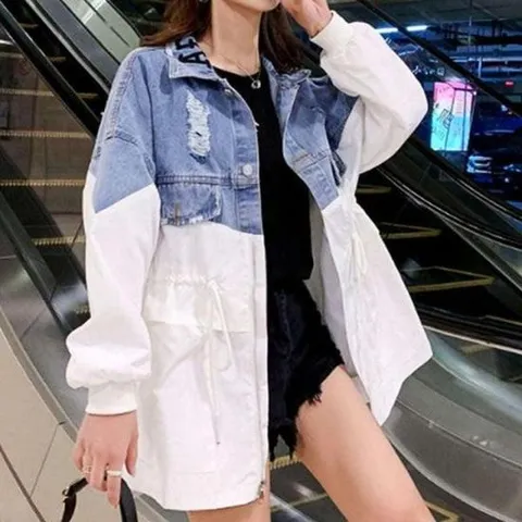 [옷은날개] 여성 화이트 여성봄점퍼 여성점퍼 데님 봄 잠바 점퍼 간절기아우터 봄점퍼 여성 잠바