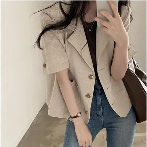 린넨크롭자켓 쥬디제이 반팔자켓 여름자켓 린넨자켓 여성여름자켓