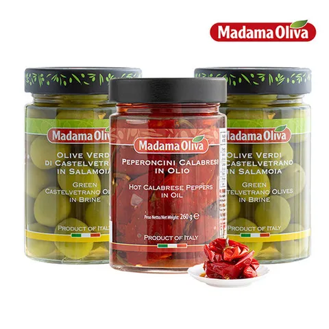 [보라티알] 마다마 핫칼라브리즈 페퍼 260g + 그린 카스텔 베트라노 올리브 295g x 2개