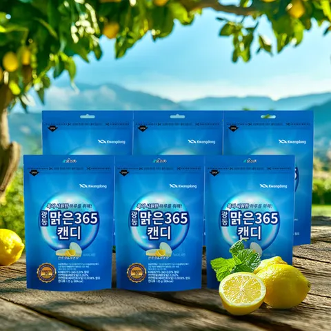 광동 맑은365 무설탕 목 캔디 25g 6팩