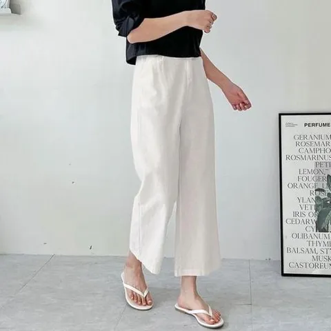 [의류] 린넨 통바지 9부 직장인 편한 얇은 바지 캐주얼바지