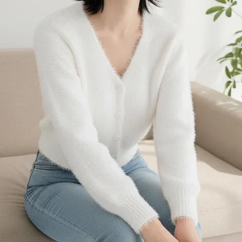 [디자이어로즈][디자이어로즈] 여자 부드러운 모헤어 니트 숏가