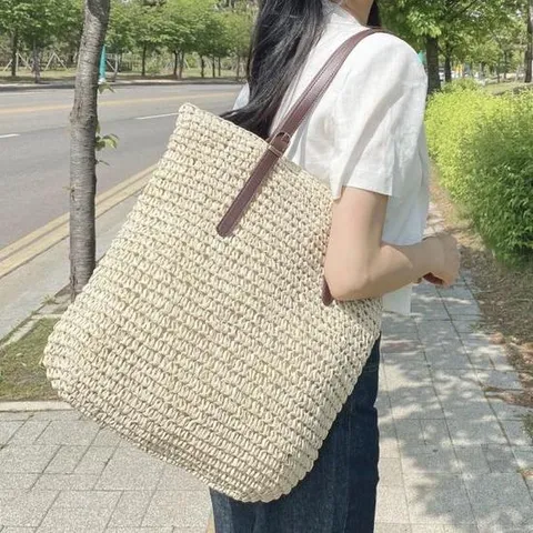 라탄바구니 버클 여름 라탄 왕골 숄더 쇼퍼 백 가방