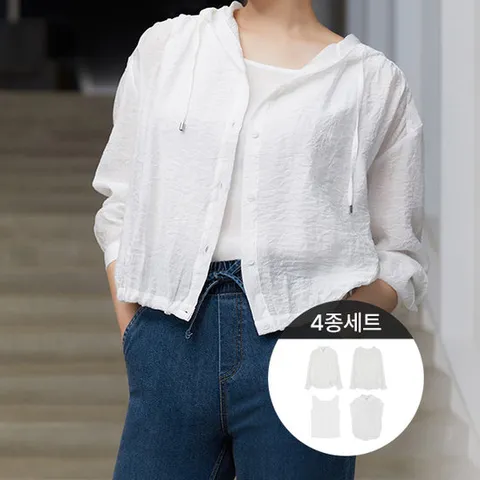 시스루 셔츠 3종+나시1 4종세트