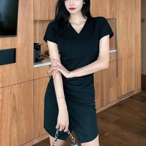 [옷은날개] 출근룩 우아한 코디 격식 검정 청담동룩 원피스. 오피