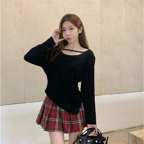 [셔링언발] 셔링 포인트 언발 티셔츠 유니크 상의 상의
