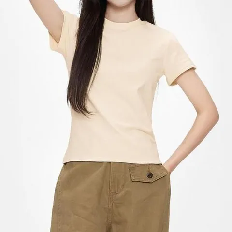 실켓반팔티 크롭티 무지 기본 라운드넥 반팔티 스판 면 반팔