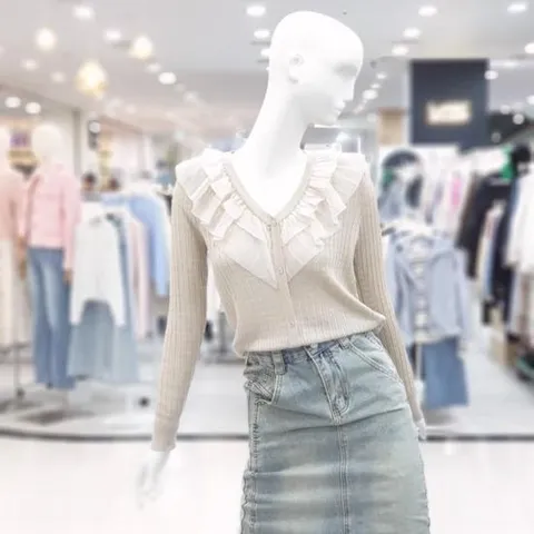 abfz sh06 프릴클래시 브이넥니트 데일리룩 SLBNA2W31