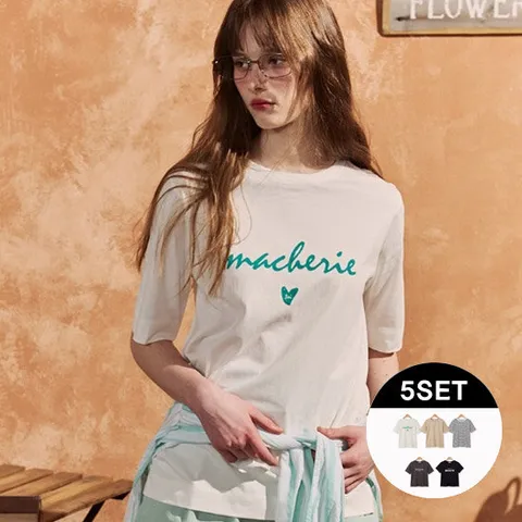 밀라 26SS 여성 오가닉 레터링티셔츠 5종