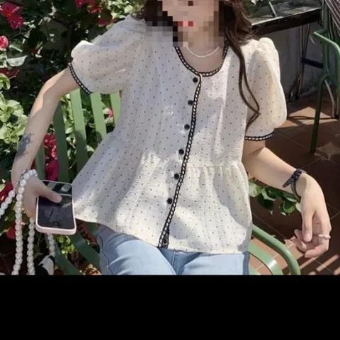 플레어 ST111 블라우스 도트