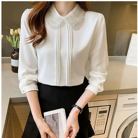 카라블라우스 비즈 카라 블라우스
