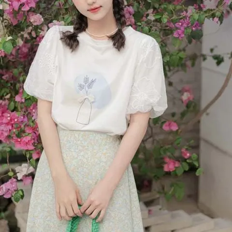 자수소매 퍼프 라운드탑