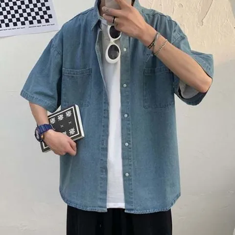 청남방셔츠 데님셔츠 데일리 기본남방 데님 반팔셔츠