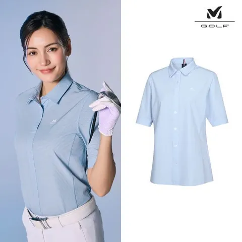 밀레골프 25SS 하프셔츠 여성 블루체크