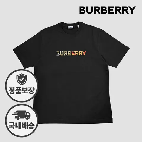 버버리 반팔티 엘리슨 81118291 자수로고 블랙