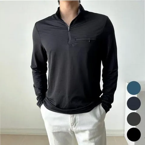 집업티셔츠 남자 시원한 여름 긴팔 반집업 냉감 티셔츠 등산복