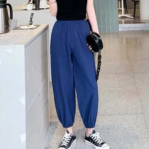여자 공항 패션 여름 여행 룩 배기 벌룬 밴딩 팬츠