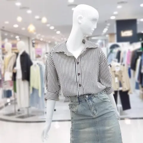abfz sh06 마린 스트라이프 오픈카라 셔츠 SLBNA5B33G