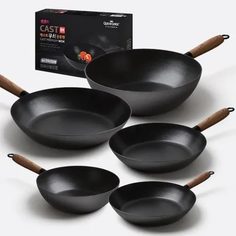 웍후라이팬 무쇠 프라이팬 주물 궁중팬 IH 인덕션 코팅팬 5P 세트