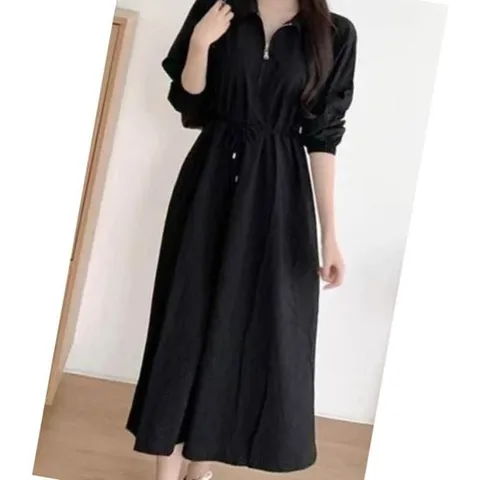 지퍼카라 롱원피스 상견례옷차림 허리끈 데일리