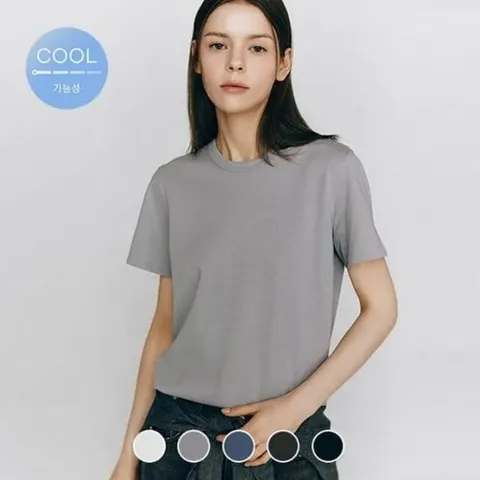 [ 롯데백화점 ][지오다노] 여성 라운드넥 수피마 코튼 반팔 티셔츠 325523