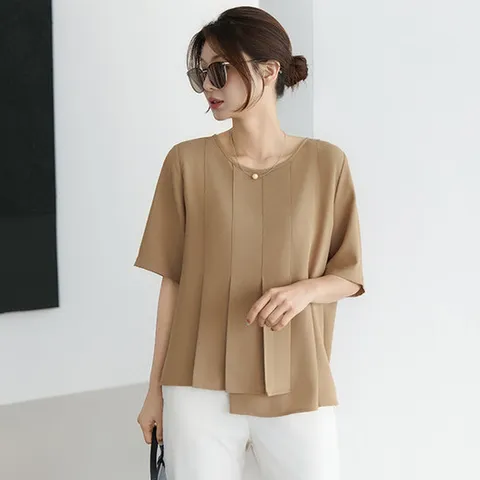 플리츠 언발 블라우스 M1325