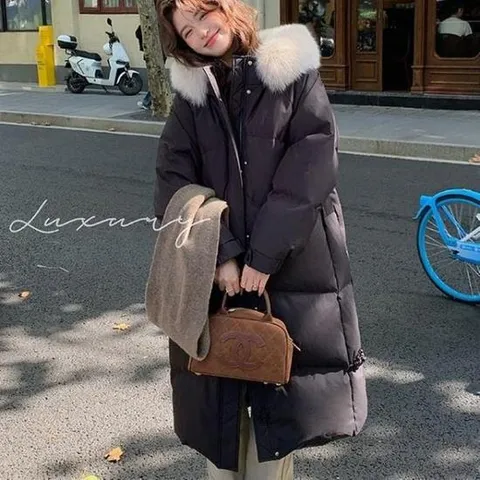 [JED] 후드퍼 롱패딩 점퍼 일자핏 포켓 여성 이중잠금