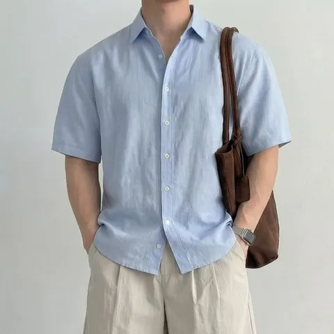 반팔와이셔츠 와이셔츠반팔 남자여름남방 오버핏린넨셔츠 린넨남방 남자난방