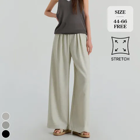 포레스트핏 여름 린넨 밴딩 투핀턱 와이드 바지 (P2626)