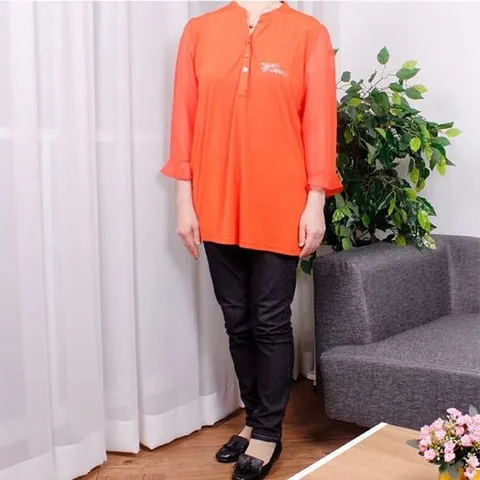 쉬폰블라우스 루즈 쉬폰소매 스칼렛 블라우스 시폰소매