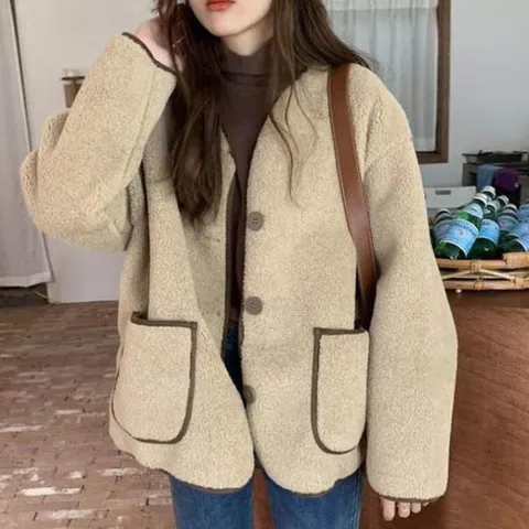 [SBD] 점퍼 봄 배색라인 데일리 여성 1P 양털 아우터