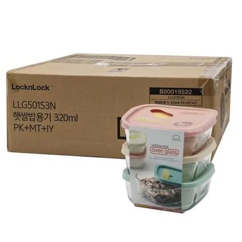 [주방] 락앤락 오븐글라스 햇쌀밥용기 햇쌀밥 320ml 3 6세트 1BOX LLG501S3N
