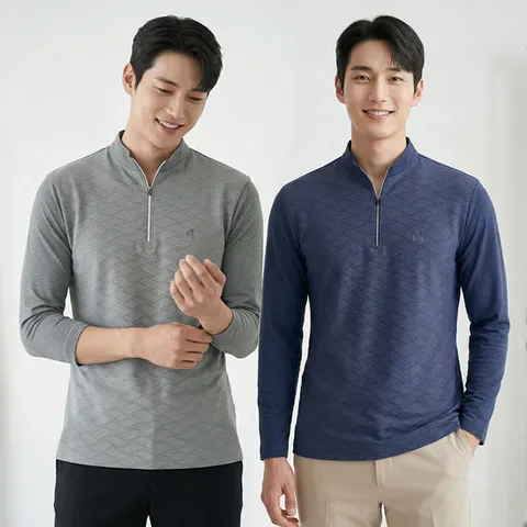 [2장세트] 김영주골프 남성 올웨이즈 소로나 집업 긴팔 티셔츠(M7OPST63)