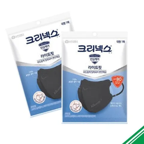 [베스트쇼핑]크리넥스 입체형 KF80 데일리마스크 (라이트핏) 블랙 대형1p x40개
