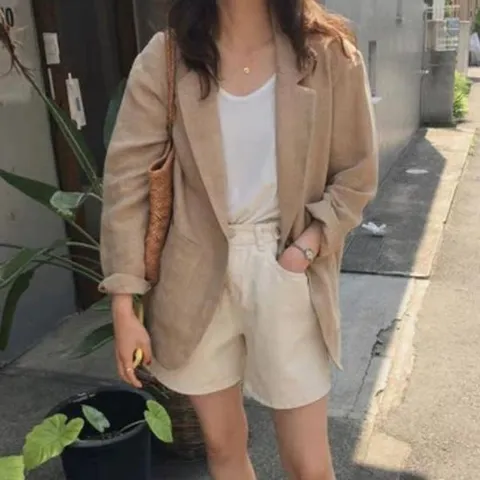 린넨 캐주얼자켓 린넨자켓 여성마이 마 롤업자켓