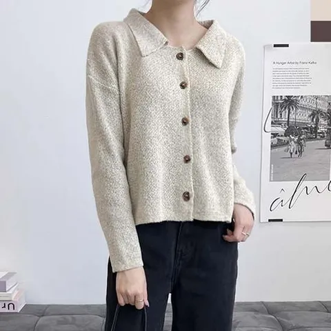 2LUPP 1016 여자카라버튼 가디건 도트 U