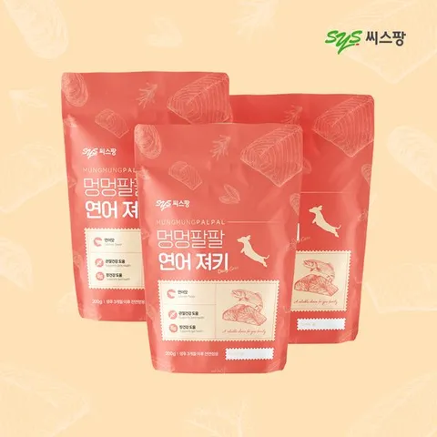 씨스팡 반려견 영양간식 멍멍팔팔 연어맛 져키 3팩
